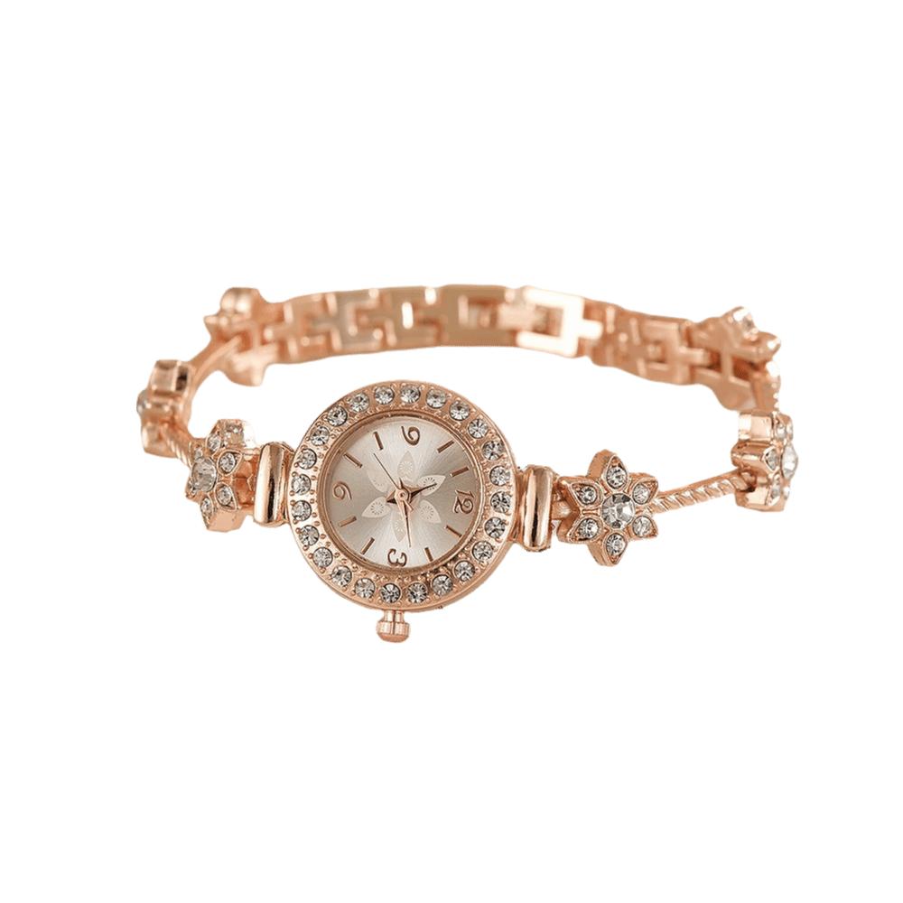 Leaf Design Rhinestone Quartz Watch Slim Strap Rhinestone Watch Women Quartz Watch Accessories