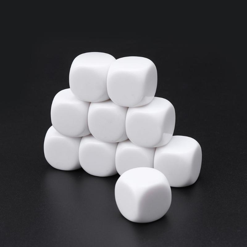 10Pcs/pack Dices Set Acrylic White Dices Teaching Props Game Accessories Mathematical Tools Round Corner Dices Set