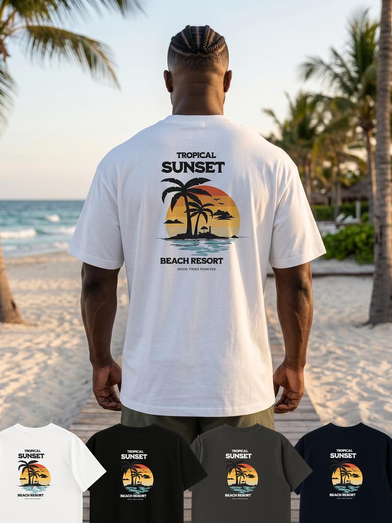 Jeneleolwogseu Cooling Summer Graphic Beach Short Sleeve T-Shirt 4 Colors Bc019 (B Type)