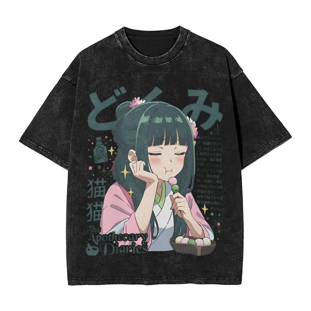 Cartoon Maomao die Apotheker-Tagebücher T-Shirt Niedliche Anime Grafik T-Shirts Gewaschen Kurzarm für Herren Damen Kleidung