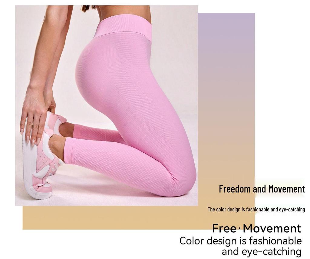 Damen High-Waist Gewindete Yoga-Hose - Po-Lifting, Eng anliegend, Hohe Elastizität für Laufen, Outdoor-Sport und Fitness.