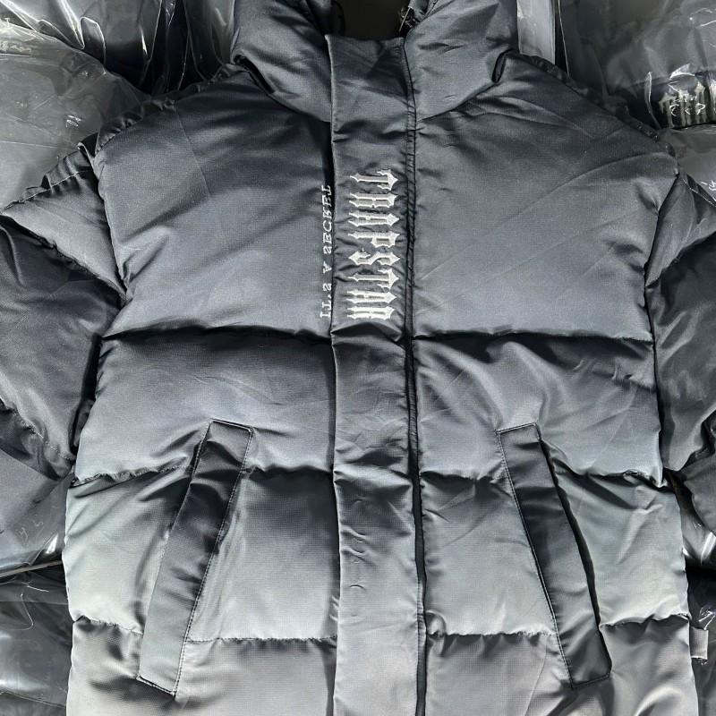 Herren Oversized Kapuzen-Baumwoll-Pufferjacke Mit Besticktem Streetwear Wintermantel