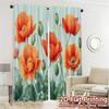 Flat Printing Curtains Without Rod Floral Poppy Design Fashionable Curtainments During Ramadan Holiday Curtain Set Of 2 Modern Made Polyester Washable