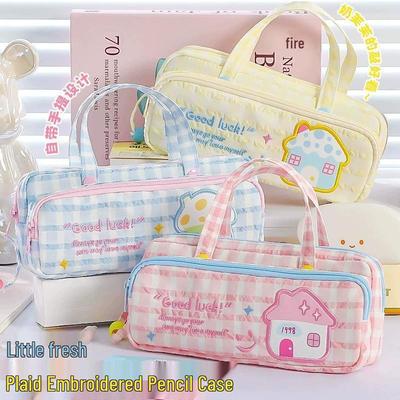 Lucky Pattern Korean Style Large Capacity Tote Pencil Case – High Appeal Stationery Bag