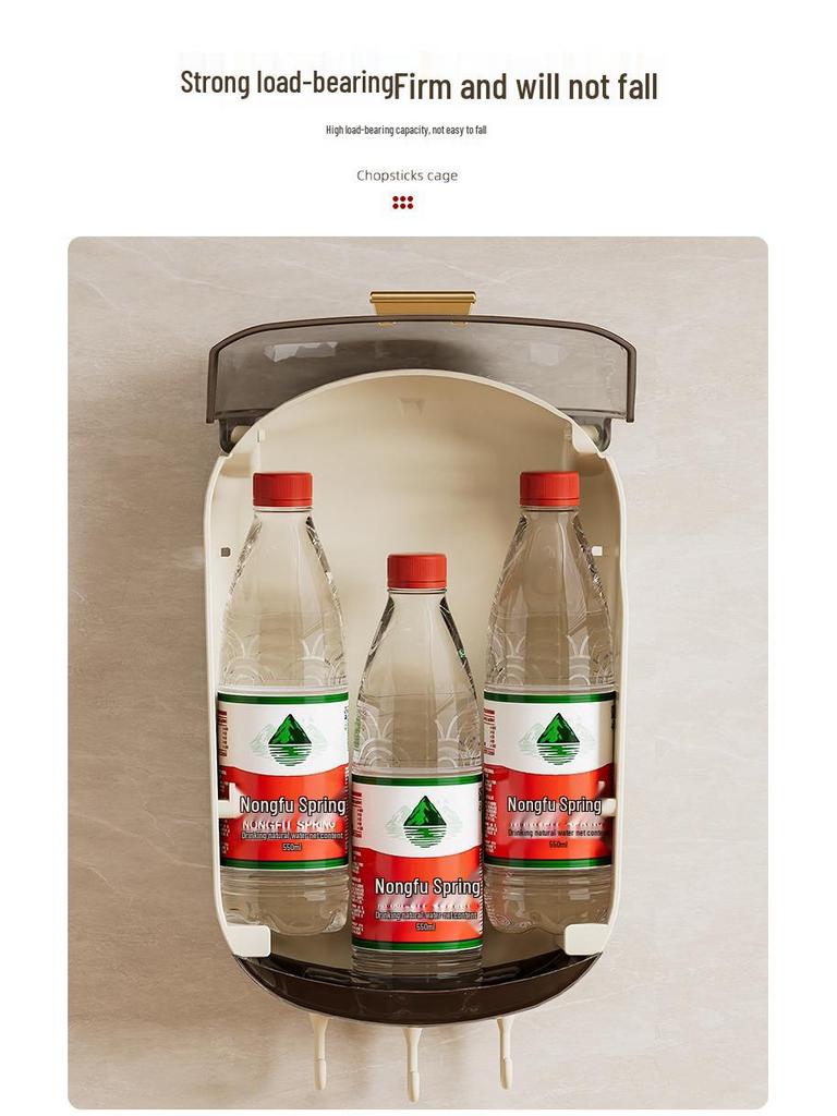 Wall-Mounted Multi-Functional Chopstick Holder: Moisture-Proof, Lid-Draining Luxury Storage Rack.