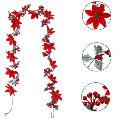 Christmas Holiday Art Garland Wall-Mounted Artificial Garland Festival Theme Multi-purpose for Front Door Tree Decoration
