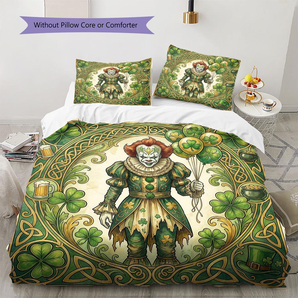 IT Pattern Bedding Quilt Set Quilt Cover Pillowcase Home Decoration Birthday Gift (1 * Duvet Cover + 2 * Pillowcase, Without Core)