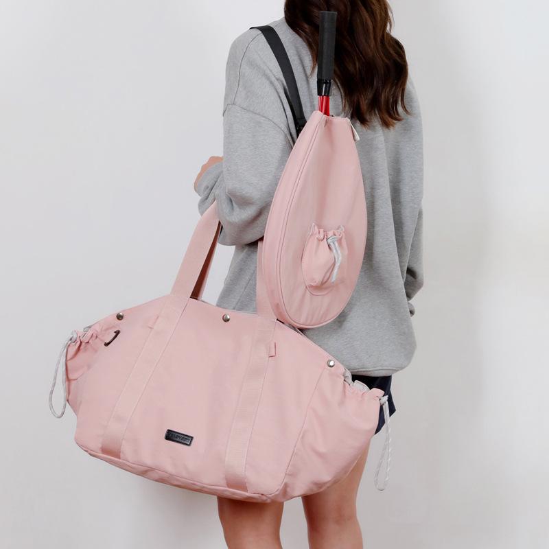 Trendy outdoor tennis bag, large capacity, detachable badminton sports bag, can be attached to a trolley, simple hand-held travel bag