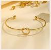 Women Open Cuff Bangle,  Tie The Knot Bangle Bracelet, Gold Plated Forever Love Knot Infinity Stainless Steel Jewelry