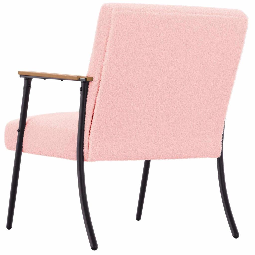 Armchair Pink Curly Wool Like Fabric