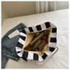 Canvas Women's Bag Large Capacity Shoulder Bag Striped Tote Bag 56*14*34cm