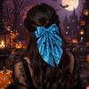 Holiday Themed Hair Accessories for Women Halloween Bow Clip Girls, Spider Web Barrettes Chic Satin Bows with Streamers Clips, Large Bowknot
