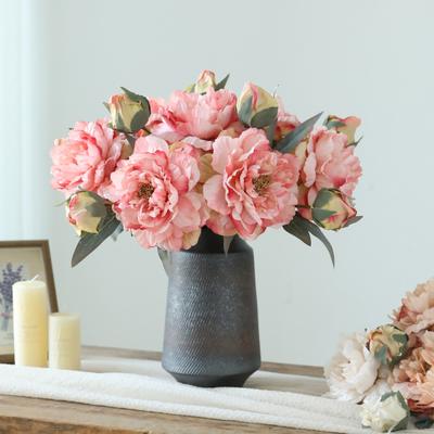 Artificial Peony Flower Realistic Fake Silk Flower Branch Home Office Centerpiece DIY Vase Wedding Party Table