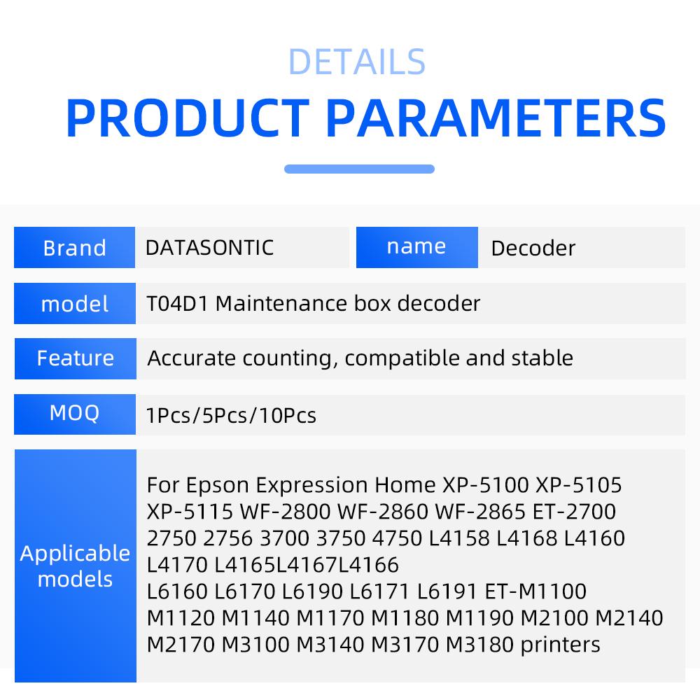 T6716 T04D1 T04d0 T3661 Reinicializador de chip de tanque de manutenção para decodificador Epson WF-M5799 C5710 C5790 C5290 C5210 XP-15000 XP6000 L6170