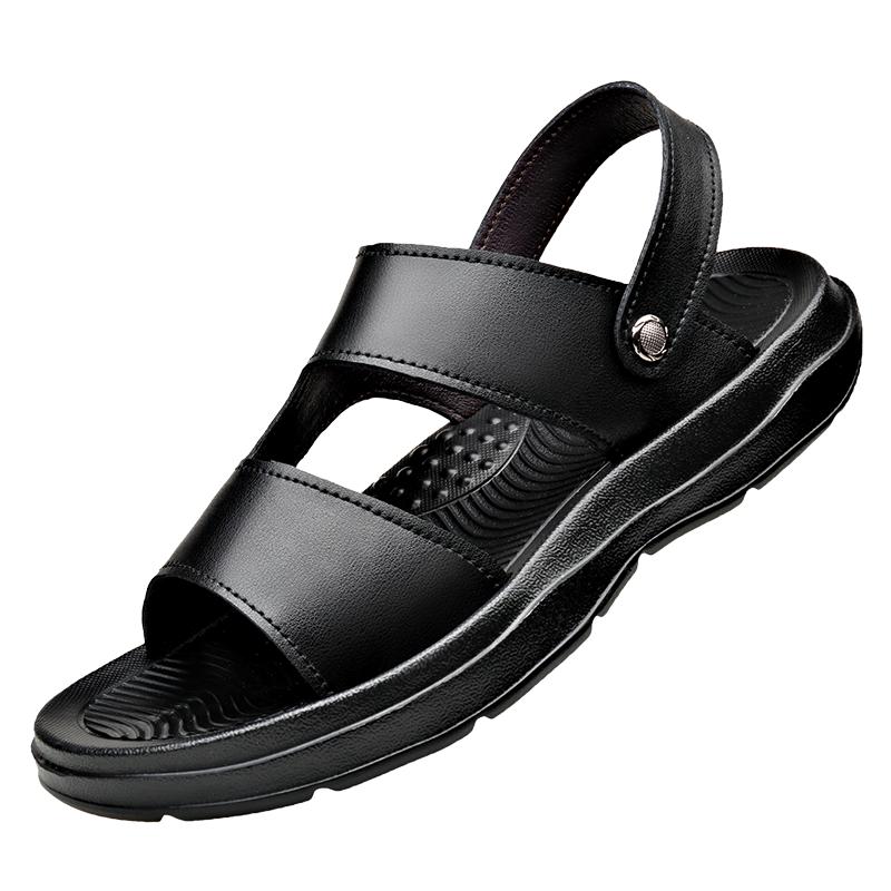 

Повседневная деловая мужская летняя обувь Классический и удобный ретро-стиль Пляжная ходьба по улицам Черно-белые сандалии 46 чёрный