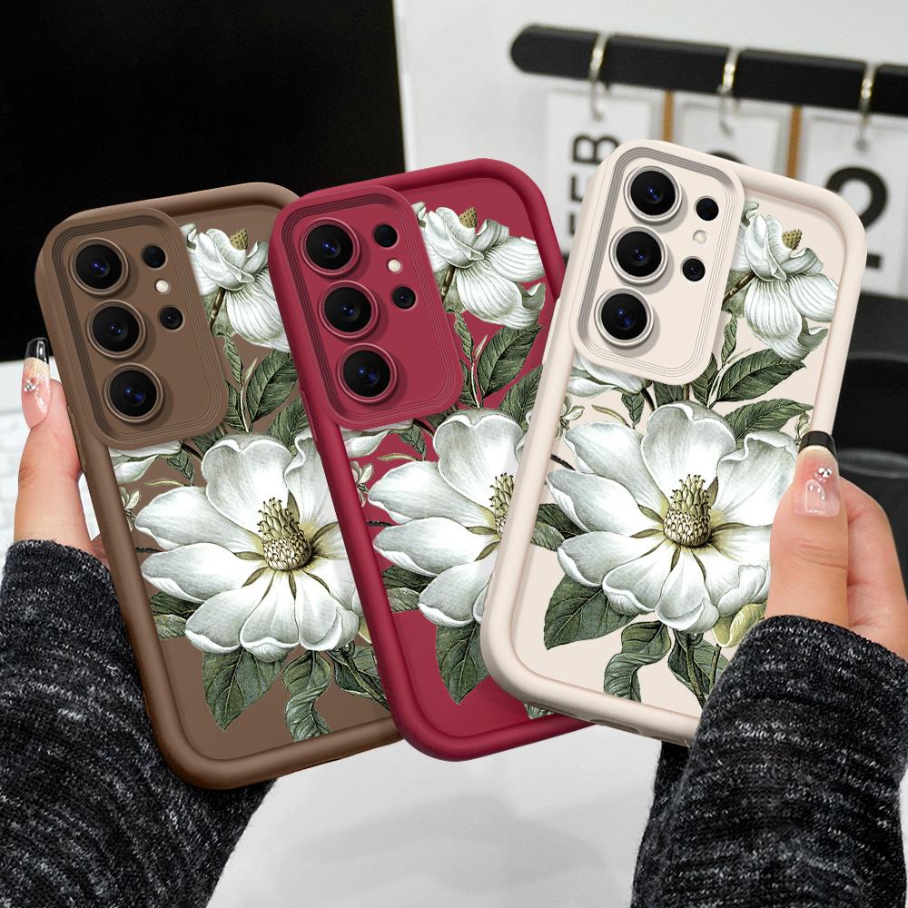 Magnolia Flower Phone Case For Samsung Galaxy S26 S25 S24 FE Plus Ultra 5G Staircase Soft Cover