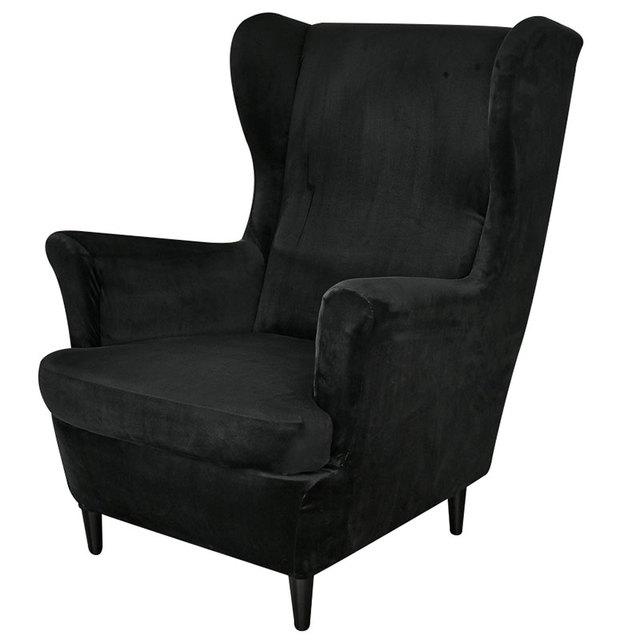 Velvet Sloping Arm King Back Chair Cover Elastic Armchair Wing Back Wing Sofa Back Chair Cover Stretch Protector Home Decor