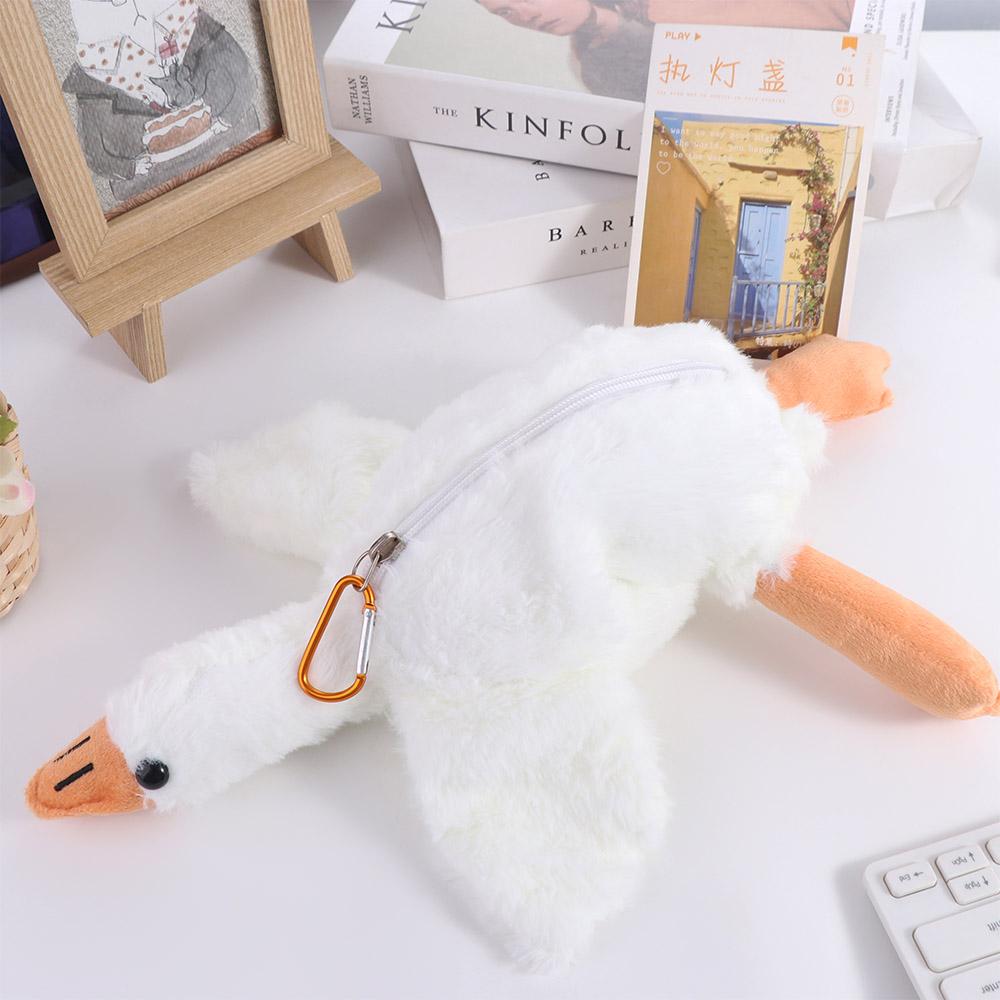 Plush Toys White Goose Pen Bag Pencil Pouch Stationery Storage Bag  Back To School