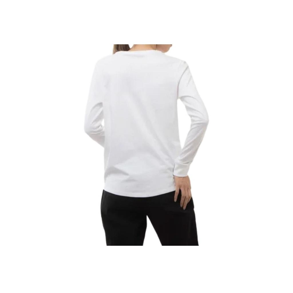 Nike Logo Print Pullover Crew Neck Long Sleeve T-Shirt Women Tops White FJ0442-100