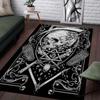 Skull and Symbols Area Rug for Gothic Interior Design - Dark Mystical Decorations, Vintage Style Floor Mat Skid Resistant Carpet