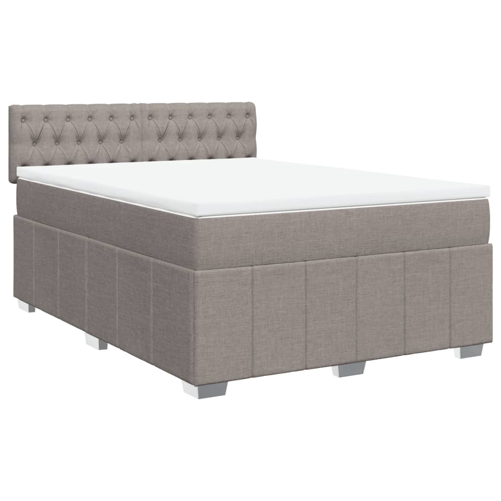 Vidaxl Letto Continentale Con Materasso, Taupe, Tessuto, 140X200 Cm