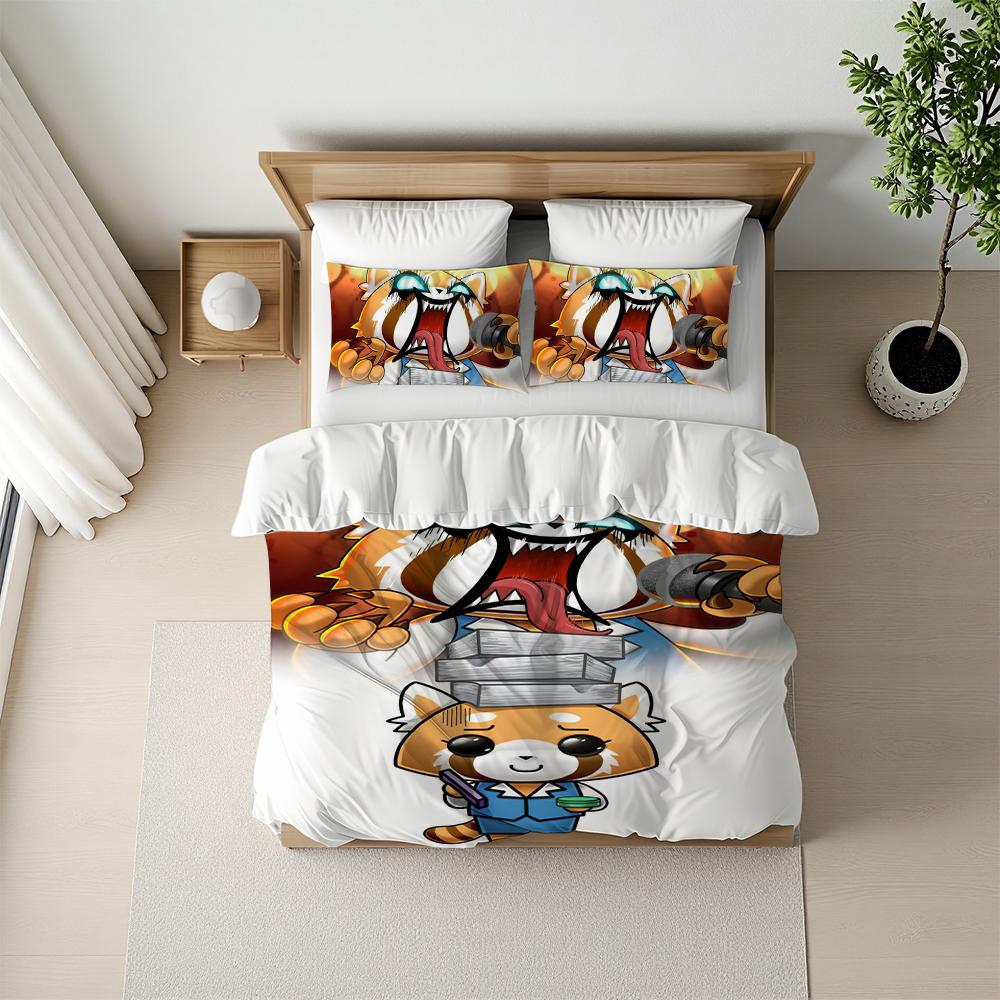Cartoon Aggretsuko Cool Duvet Cover Set Home Style Bedding Soft Laundry Cotton Bed 3 Piece Set Student Dormitory Gift
