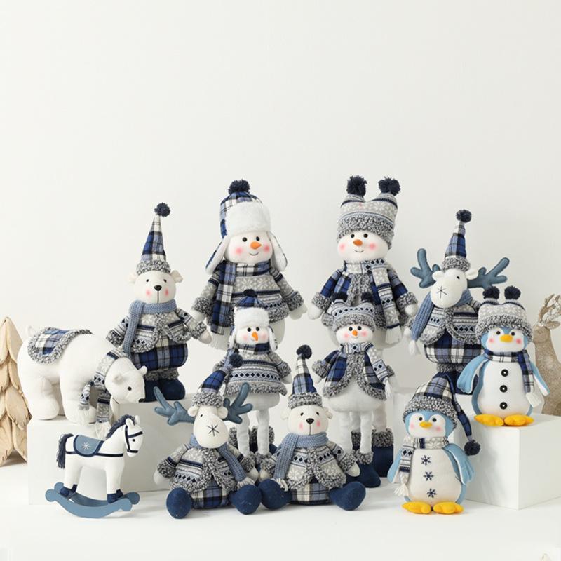 Mittelmeer Blau & Weiß Weihnachtsmütze Figuren Ornamente und Puppen
