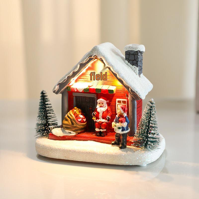 Christmas Glowing Resin House Ornament - Home Scene Decoration and Small Gift