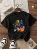 Boys'  Teens Casual Apricot Color Printed Round Neck Short Sleeve T-Shirt Summer Top Harajuku Clothes Short Sleeve Tee