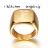 Gold Tone Mens Big Letter Rings Customized Stainless Steel Initial Jewelry Finger Ring Personalized for Male Gift Accessories
