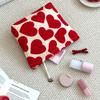 Lipstick Storage Case Large Capacity Portable Makeup Bag Heart Cosmetic Pouch Portable Red Corduroy Makeup Bag For Gift Makeup