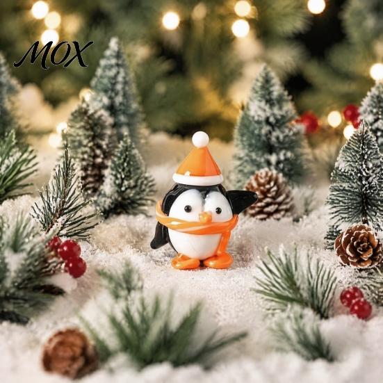 Miniature Figurines for Micro Landscapes Handmade Glass Christmas Mini Figurines, Cute Gnome Penguin Statues, Small Decorative Accents Moss Terrariums