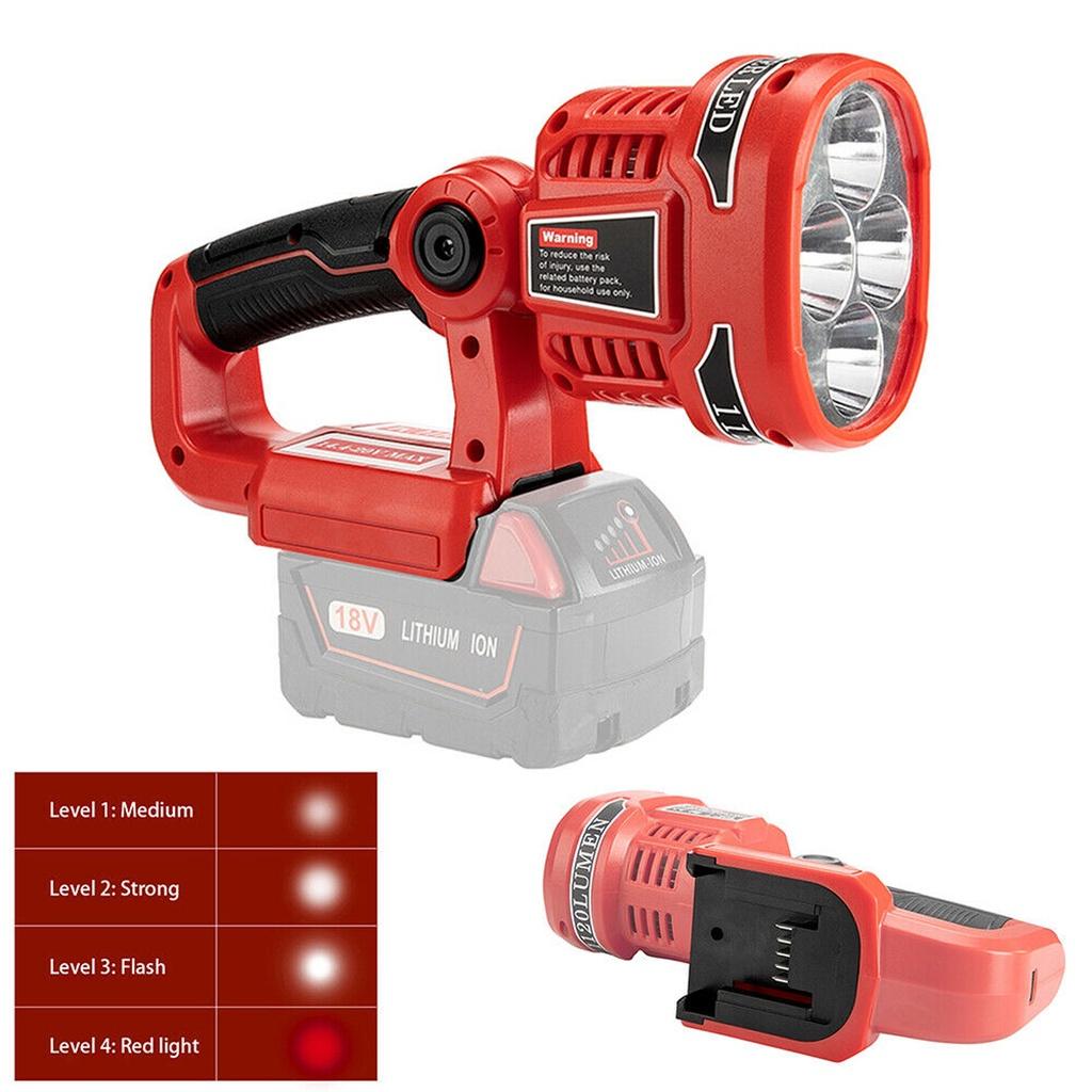 18V Portable LED Lamp Flashlight Excluding Battery & Charger Li-Ion Battery USB Outdoor Work Light 3W/12W for Milwaukee USB
