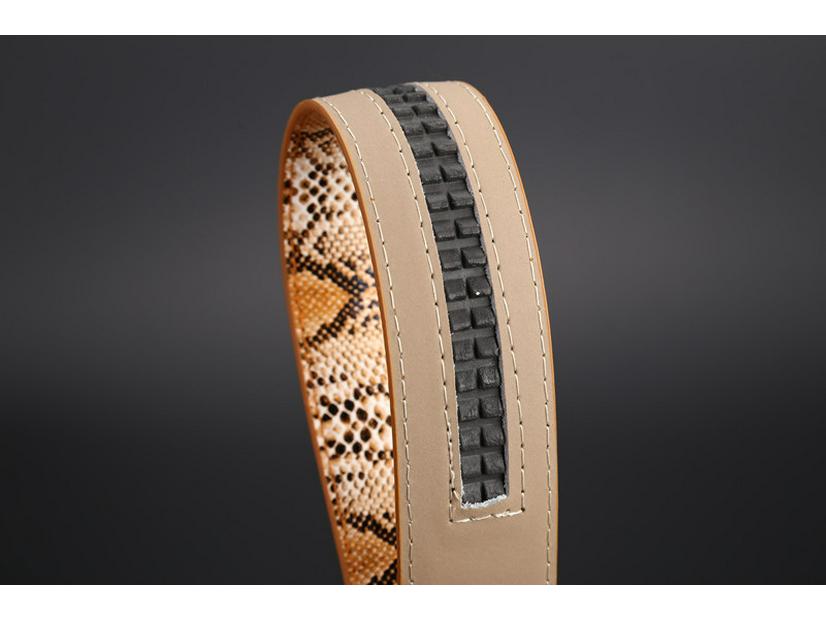 Men's Snake Print Leather Belt with Automatic Buckle - Cowhide, Korean Style for Business