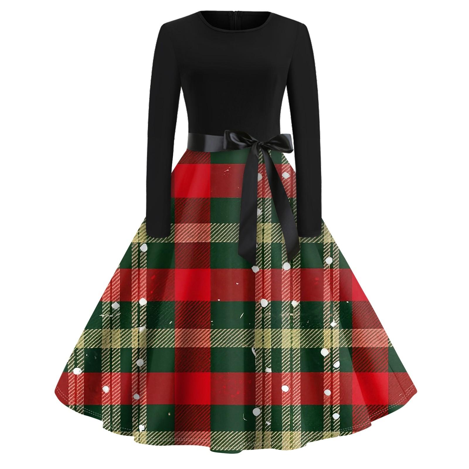 Рождественское платье с расклешенным принтом для женщин — фото 9