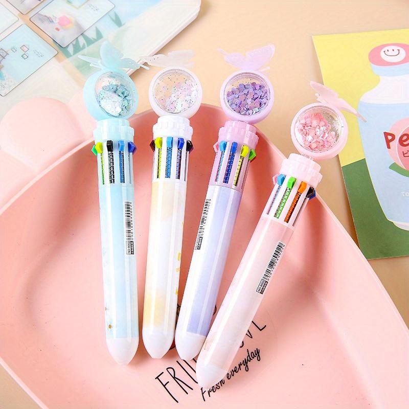 10 buc pix creativ cu paiete fluture în zece culori pix cu bile de presă pix multicolor graffiti cu ulei pentru ușă