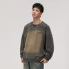 Men's Retro Washed Heavyweight Sweatshirt - 2025 Spring/Autumn Style, Round Neck, Long Sleeve