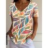 Women's Trendy T-Shirt Flowers Graphics Fashion Short Sleeved V-Neck Regular Tops Daily Print Tee Summer Y2K Casual Tops