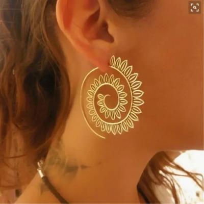 New Trendy Gold Silver Color Round Spiral Earrings for Women Brinco Earings Oorbellen Hoop Earrings Alloy Pendientes Earring