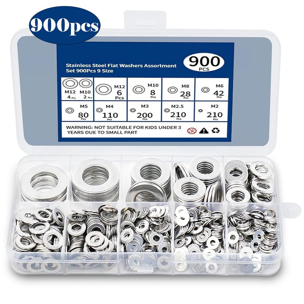 520pcs580pcs620pcs684pcs180pcs360pcs900pc Flat Washer Set 304 Stainless Steel