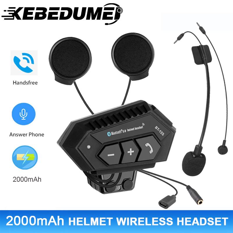 Motorcycle Helmet Headset BT-12S Moto Bicycle Earphone Waterproof Handsfree Call Kit Stereo Anti-interference Wireless Headphone