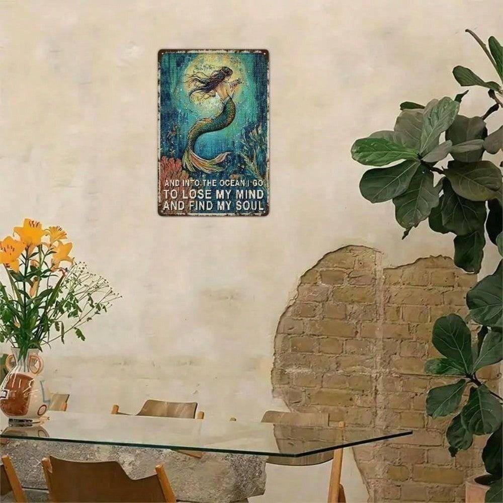 Mermaid Ocean Soul Retro Metal Wall Poster for Bar