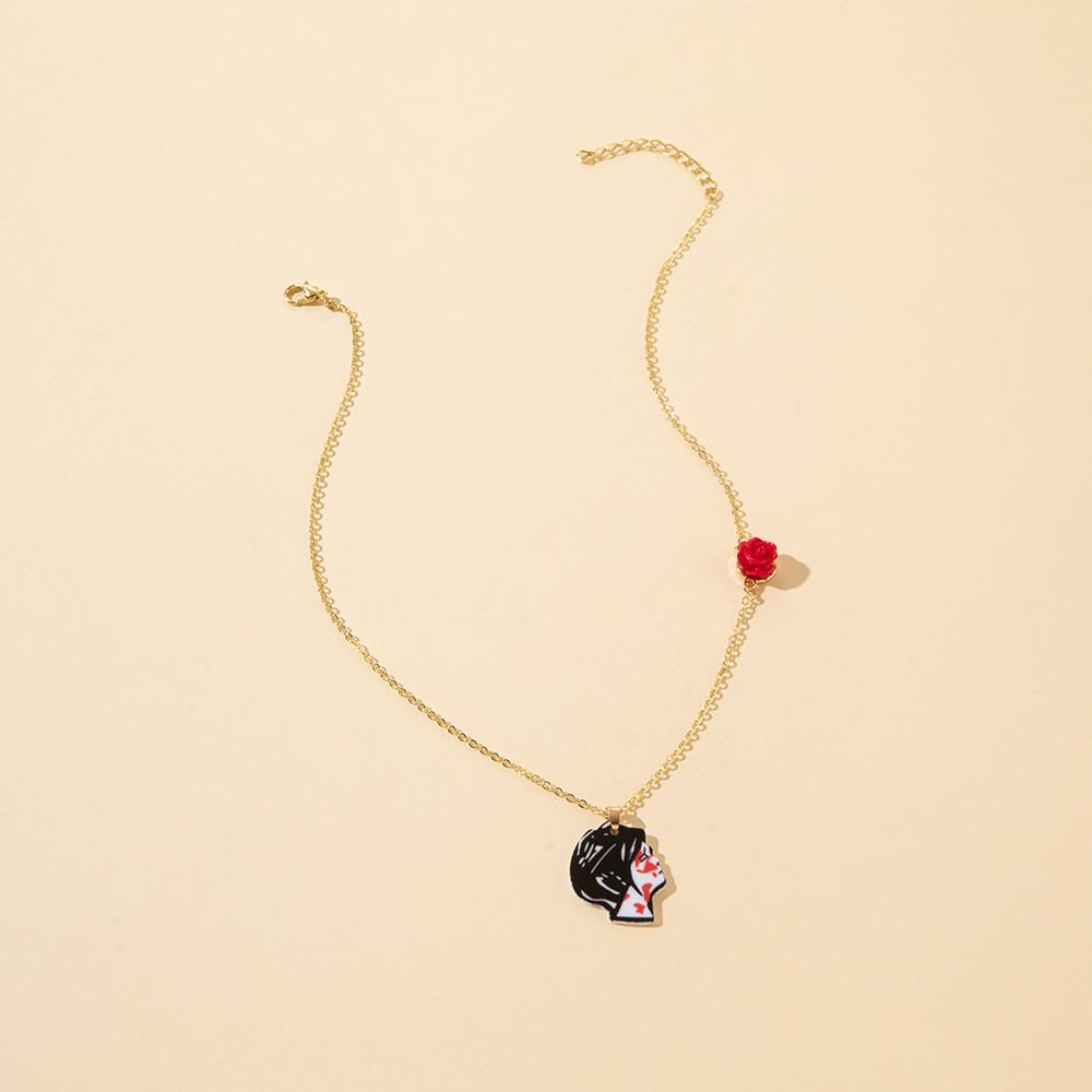 Unique Acrylic Rose Flower Face Necklace For Trendy Fashion Enthusiasts In Europe And America