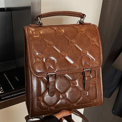 Oil Wax Leather Backpack Women's New Fashion Niche Handbag Student School Bag Lun Style Women's Bag
