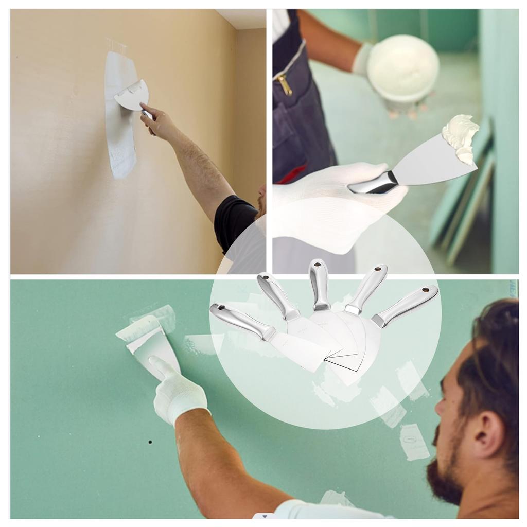 PENGGONG 5 szt. Zestaw szpachli 23456 cali Skrobak Nóż szpachlowy Skrobak do farby Jeden kawałek Premium