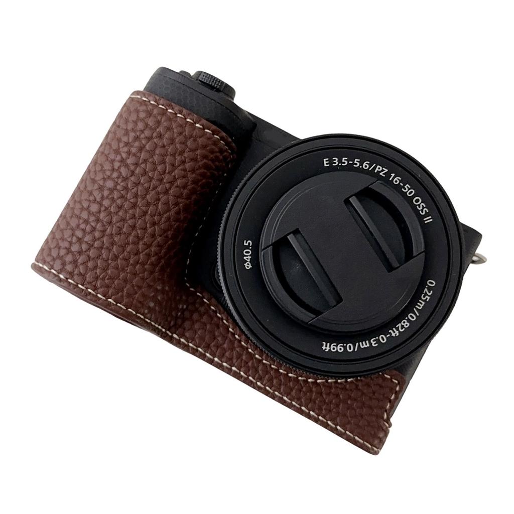 For Sony Alpha ZV-E10 II Camera Case PU Leather Protective Cover with Screw Hole