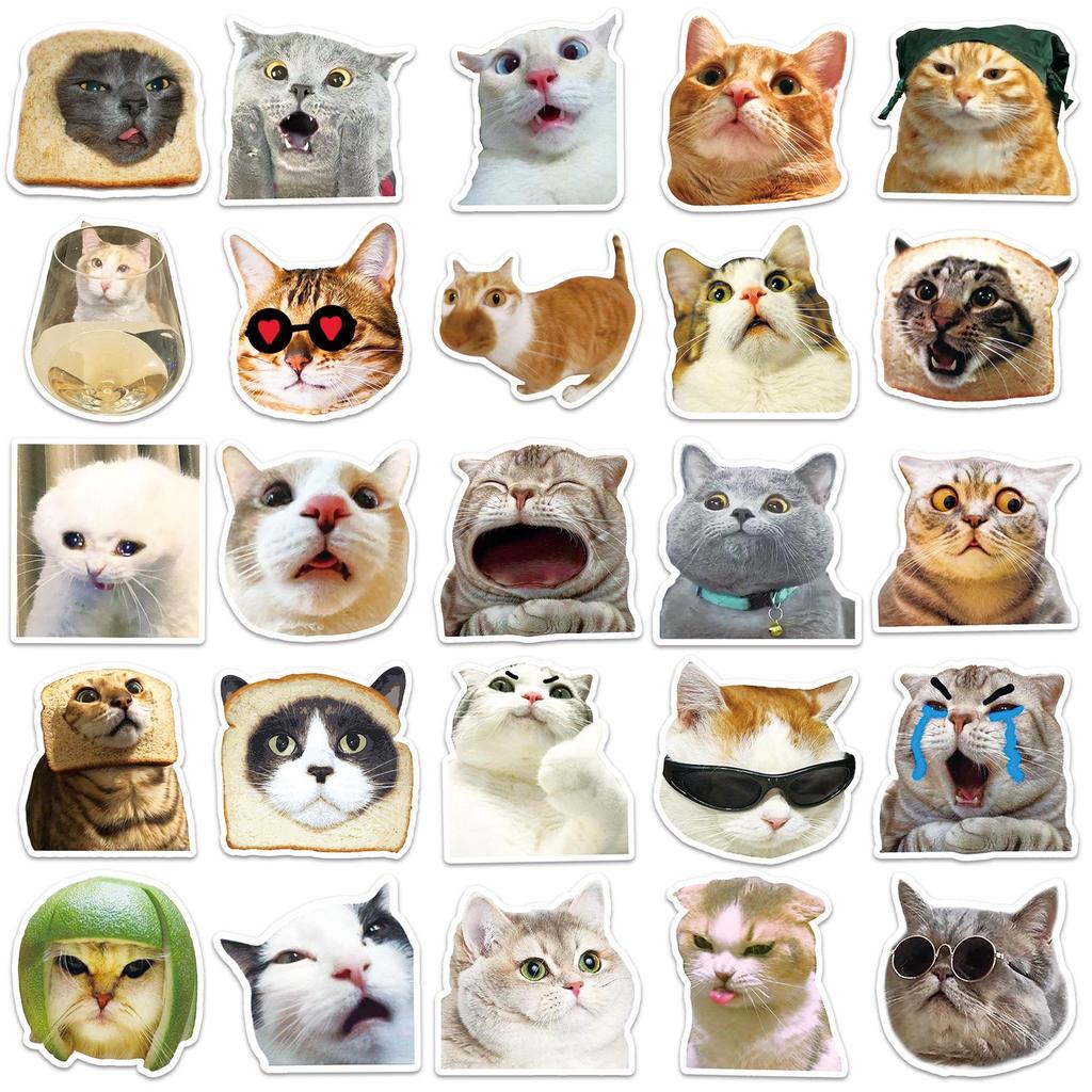 50PCS Cute Cartoon Cat Stickers for Phone and Cup Decoration