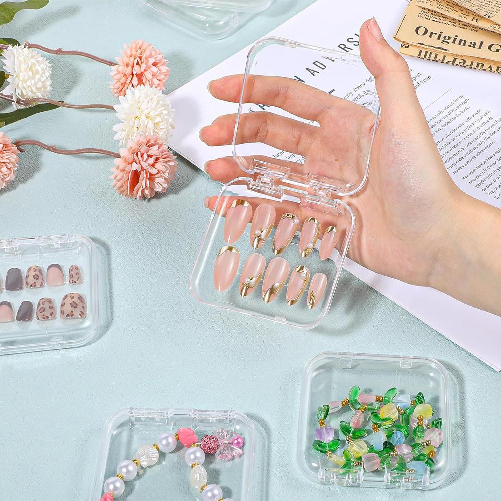10pcs Storage Box Flip-top Jewelry Box Transparent Nail Art Box Handmade Desktop Display Box Suitable for False Nails And Additi