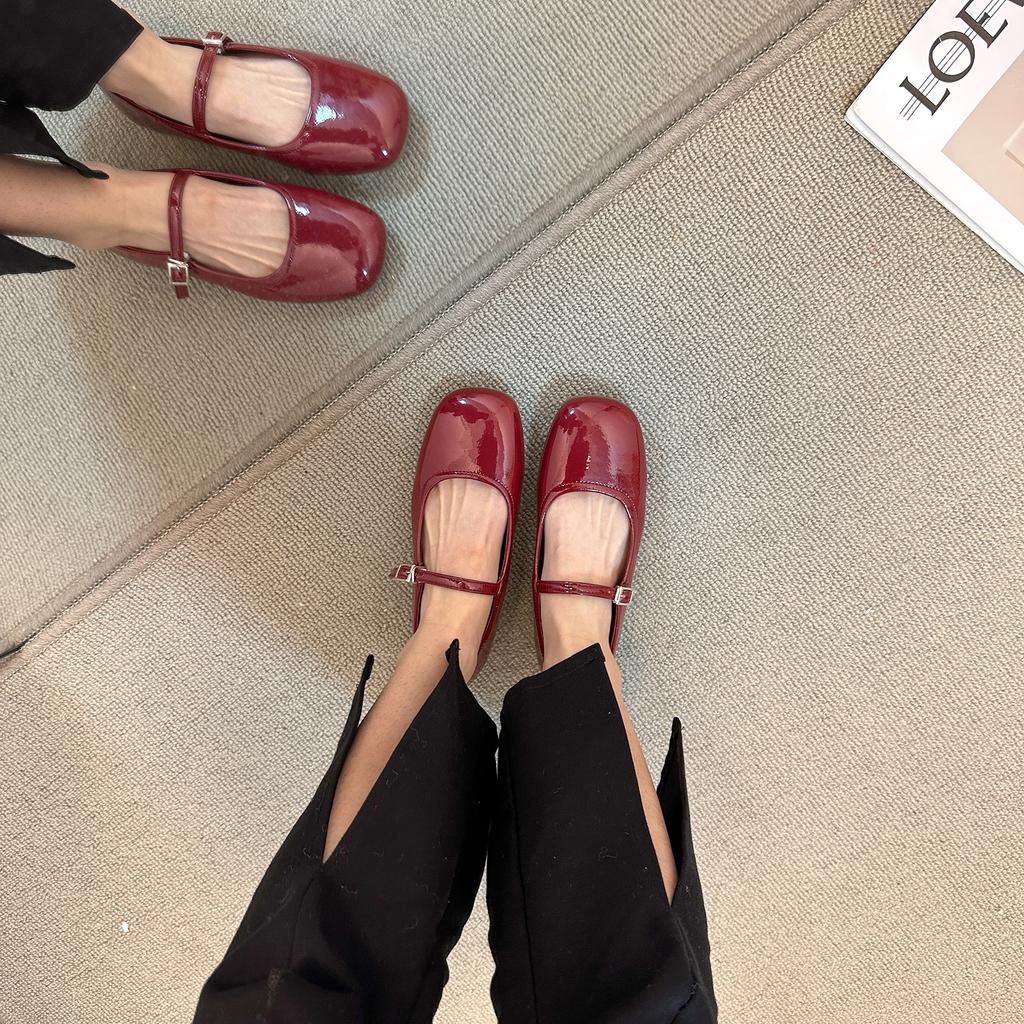 Fashion Bailamos 2025 Brand New Women Flats Low Heel Shoes Square Toe Retro Mary Janes Pumps Casual Spring Loafers Ballerina Shallow Bal