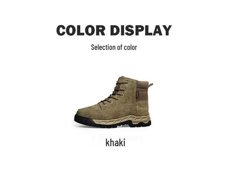 Men's Full Cowhide Shearling Snow Boots - Extra Thick Wool, Cold-Proof, Non-Slip, High-Top Winter Boots